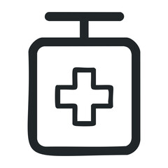 Obraz premium Hand sanitizer dispenser with medical cross symbol for hygiene and safety. Vector illustration