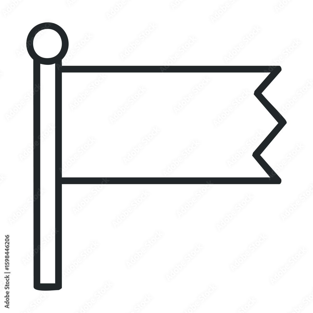 Poster simple black outline of a flag on a pole symbolizing communication and direction. vector illustratio