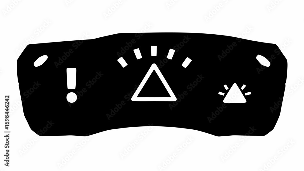 Poster dashboard warning lights with exclamation and triangle