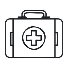 Obraz premium First aid kit with cross icon for emergency medical supplies. Vector illustration