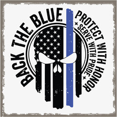 Law Enforcement Police Themed Blue Line USA Flag Vector T-shirt Design Svg File, Police Officer svg files for cricut