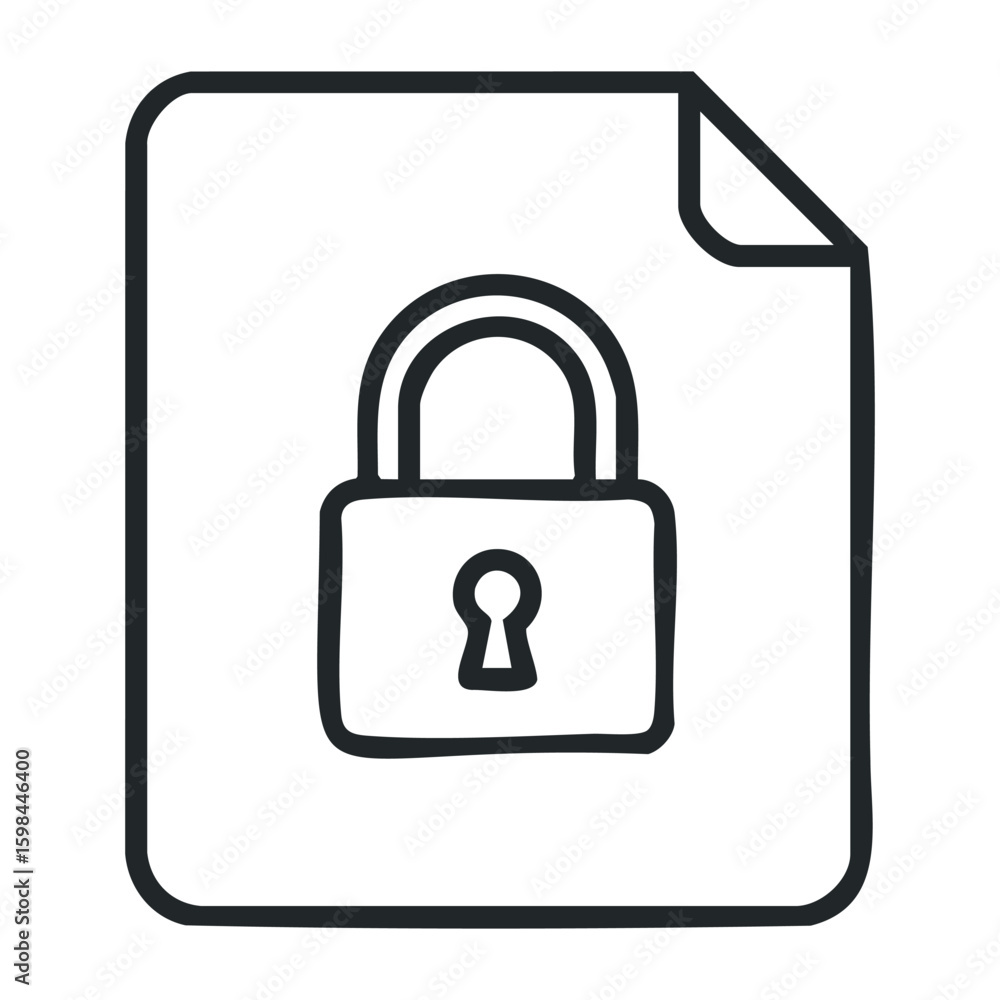 Aufkleber secure document icon with padlock symbolizing data protection and privacy. vector illustration