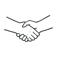Fototapeta premium Black and white outline of a handshake symbolizing unity and agreement. Vector illustration