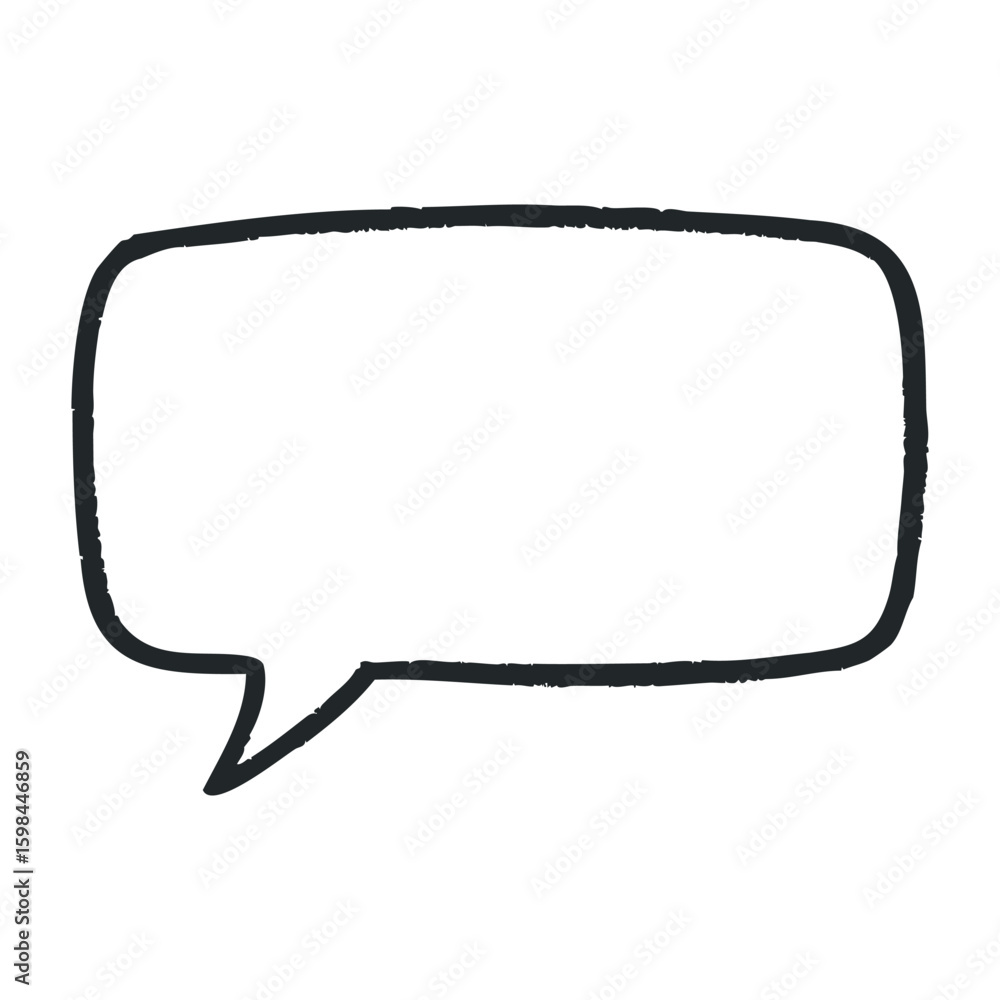 Poster handmade square speech bubble with rough outline and rounded tail. vector illustration