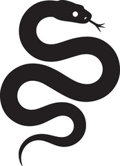 Obraz premium Coiled Serpent Silhouette Illustration Dangerous Reptile with Forked Tongue and Distinctive Eye a Symbolic and Striking Image