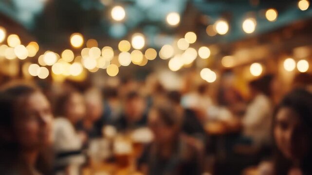 Two men making a toast with beer mugs in a pub during Oktoberfest, celebrating a victory or friends gathering, footage.
