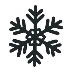 Obraz premium Black snowflake icon with symmetrical design on white background. Vector illustration