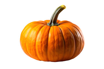 Obraz premium A vibrant orange pumpkin with a prominent stem sits isolated on a clean transparent background, ready for fall festivities