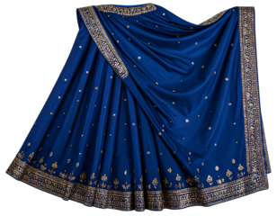 Modern Party Wear Sari with Sequins Work, isolated on a transparent background.