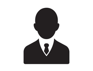 Black vector icon of a user avatar bust (head and shoulders), centered on white