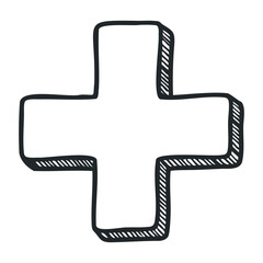 Fototapeta premium Hand-drawn black and white cross symbol with bold outline. Vector illustration