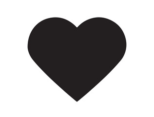 Design a full black vector icon of a heart symbol, centered on a white background