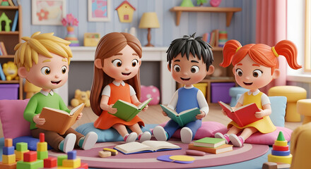 Fototapeta premium children playing with blocks