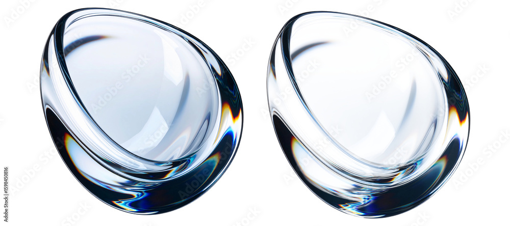 Poster holographic round 3d elements – duo comparison with transparent version. modern abstract forms with 