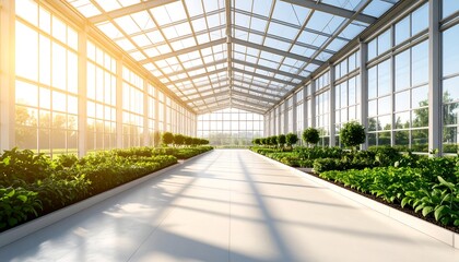 Modern greenhouse with plants