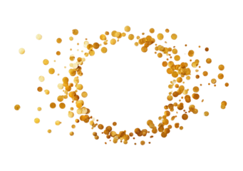 Golden glitter circle creating festive and elegant atmosphere on transparent background, PNG