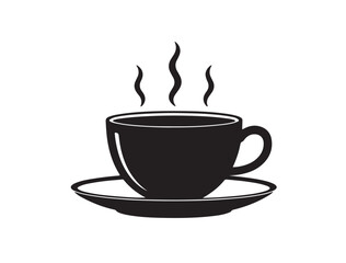 coffee icon in silhouette on white background
