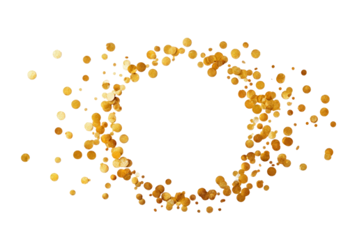 Golden glitter circle creating festive and elegant atmosphere on transparent background, PNG