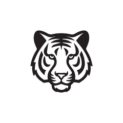 Tiger face vector black and white icon 