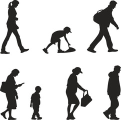 Silhouettes of People Walking and Playing A Diverse Group of Individuals in Motion