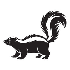 Naklejka premium Stylized illustration of a black and white skunk with a bushy tail