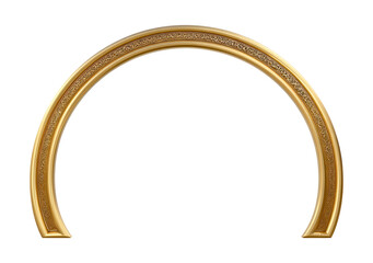 Ornate gold arch with intricate pattern on transparent background, PNG