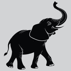 Baby Elephant Playing with Trunk Silhouette vector design art and illustration