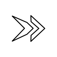 Black Lined Icon of Arrow Pointing Rightward Direction and Navigation