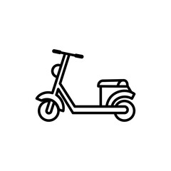 Obraz premium Black Line Icon of Scooter for Transport and Urban Mobility Themes