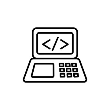 Black Line Icon of Terminal or Coding Interface Symbol