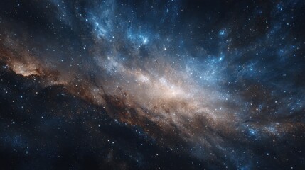 Fototapeta premium A stunning cosmic vista displays a vibrant nebula in deep space where bright stars twinkle among elaborate gas clouds. This celestial phenomenon captivates by its rich colors