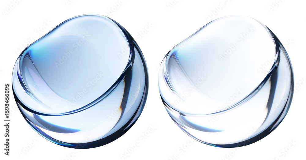 Aufkleber two spherical 3d glass objects with glossy and holographic surface – standard and translucent. high-