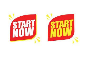 Start Now Label Sticker – Vector Tag for Call to Action, Motivation, and Quick Start Promos