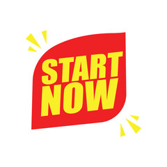 Start Now Label Sticker – Vector Tag for Call to Action, Motivation, and Quick Start Promos