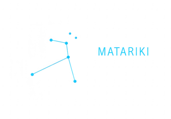 The matariki constellation represented by blue dots and lines isolated on transparent background