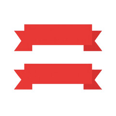 Two Red Ribbon Banners on Transparent Background