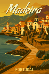 Madeira vintage travel poster Portugal