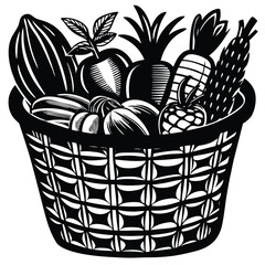 Fototapeta premium Harvest bounty basket overflowing with produce woven