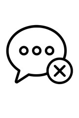 Obraz premium outline speech bubble icon with an x in the lower right corner, symbolizing mute chat 