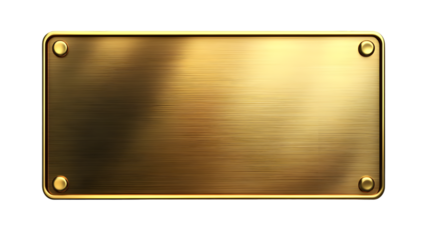 Brushed gold metal plate with rivets, a textured metallic sign or plaque
