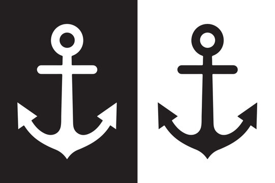 anchor icon vector art illustration, ship anchor icon vector isolated on white background