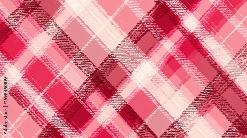 Poster a vibrant red plaid design features intersecting lines and textures. the warm colors create an invit