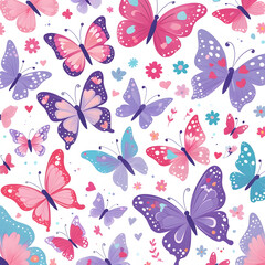Colorful seamless butterfly pattern with nature inspired design and vibrant wings