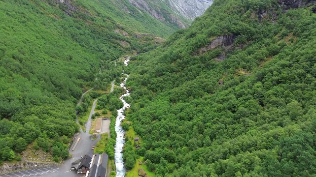 View from Briksdalen Restaurant Toward Briksdalsbreen Glacier, Norway