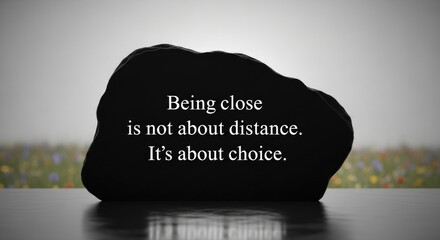 Inspirational quote on rock: choice over distance in relationships