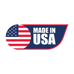 Made in USA Label with Flag – Vector Badge Design for Country of Origin, Export, and Product Packaging