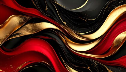 Abstract Liquid Gold and Red