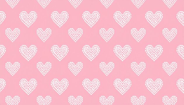 Simplified Hungarian Matyo Embroidery Heart Patterns on Soft Pink Background