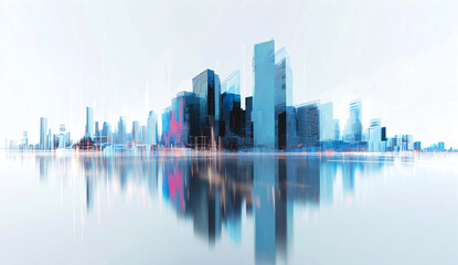 Modern city with skyscrapers. Office and residential blocks, financial area, panoramic view