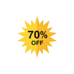 Yellow 70% OFF Burst Sale Tag &ndash; Flat Design Transparent Background